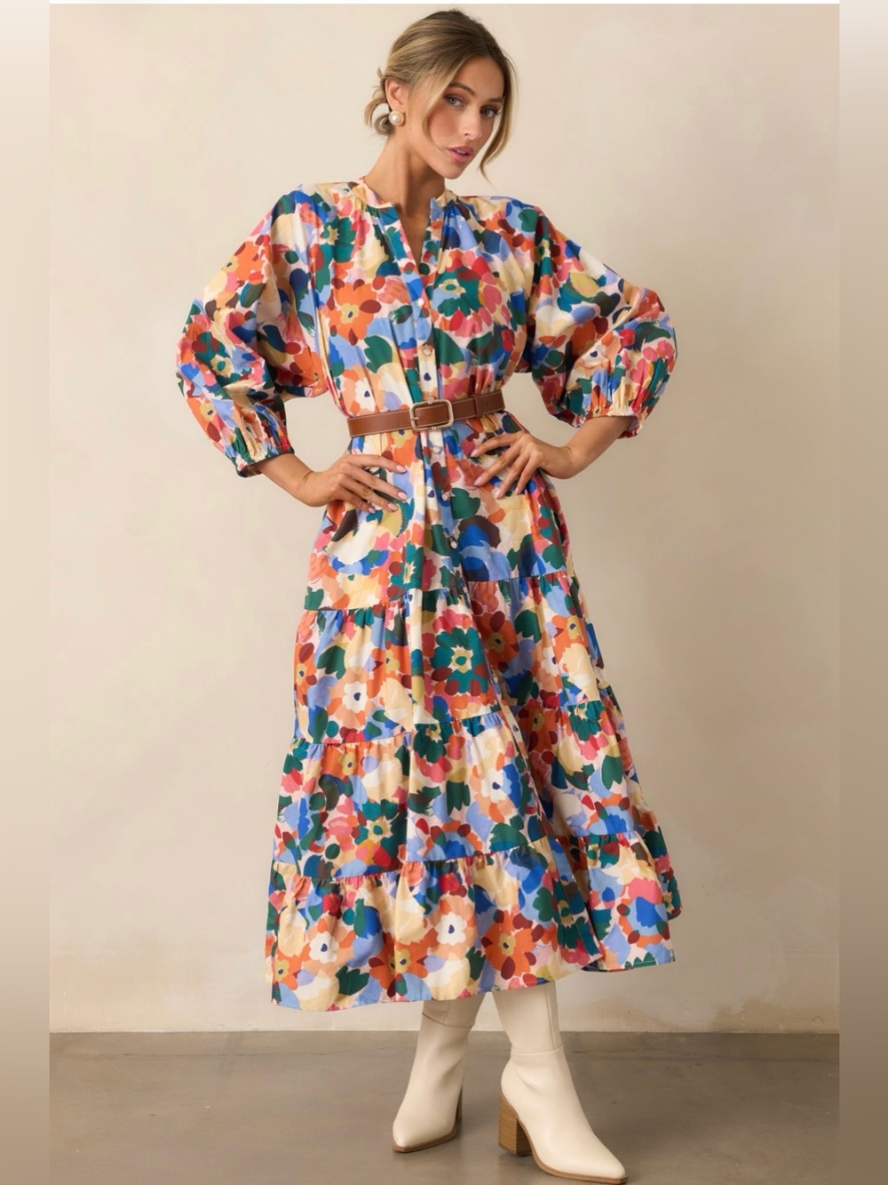 Prosperina Multicolor Floral Maxi Dress Size Large